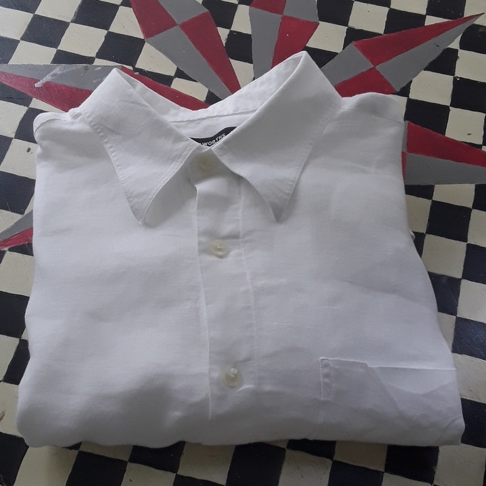 Woolworths white linen shirt sz L